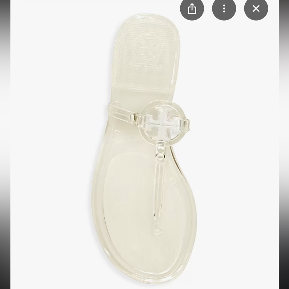 Tory Burch Clear Jelly Sandals Size 10 Logo Medallion Thong Flip Flops
